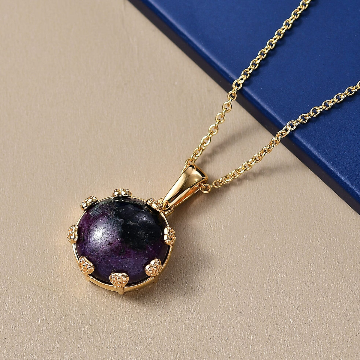 EverTrue Ruby Zoisite Pendant with Chain (Size 20) in Yellow Gold Plated 16.97 Ct. 4427946 3