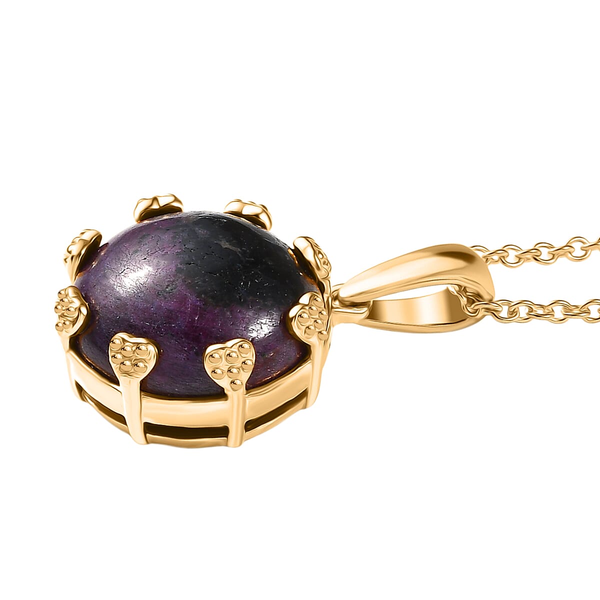 EverTrue Ruby Zoisite Pendant with Chain (Size 20) in Yellow Gold Plated 16.97 Ct. 4427946 4
