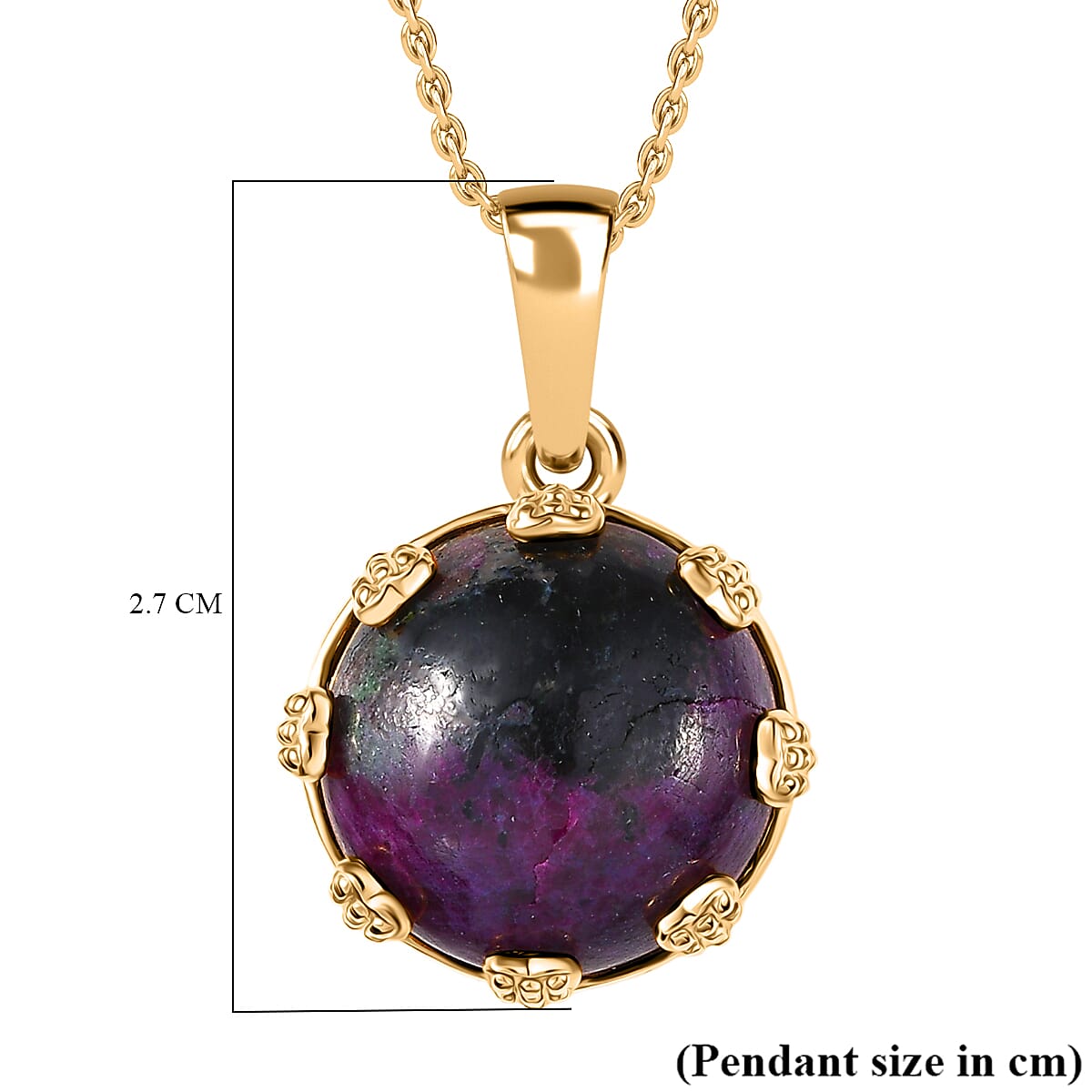 EverTrue Ruby Zoisite Pendant with Chain (Size 20) in Yellow Gold Plated 16.97 Ct. 4427946 6