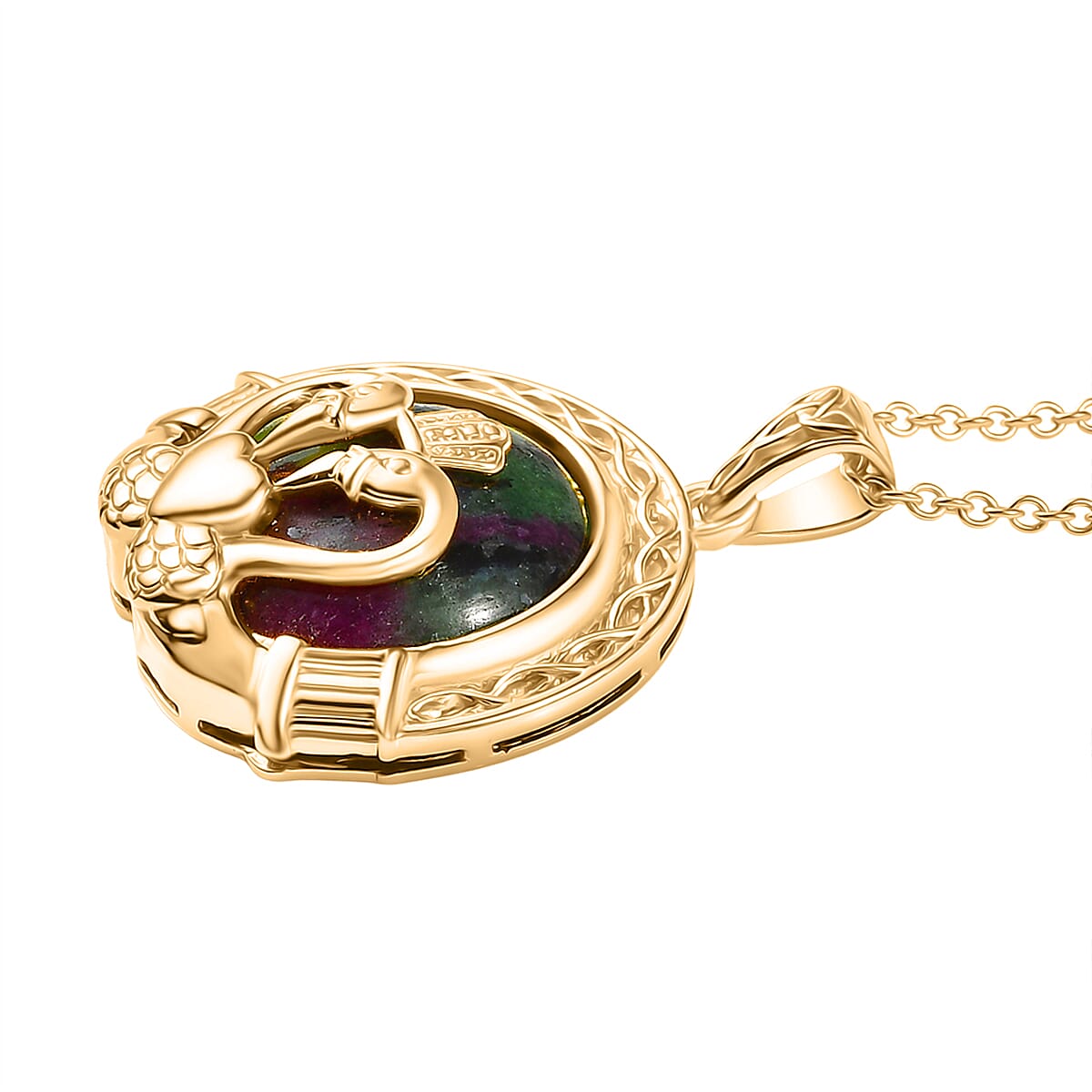 EverTrue Natural Ruby Zoisite Pendant with Chain (Size 20) in Yellow Gold Plated 27.30 Ct. 4421830 3