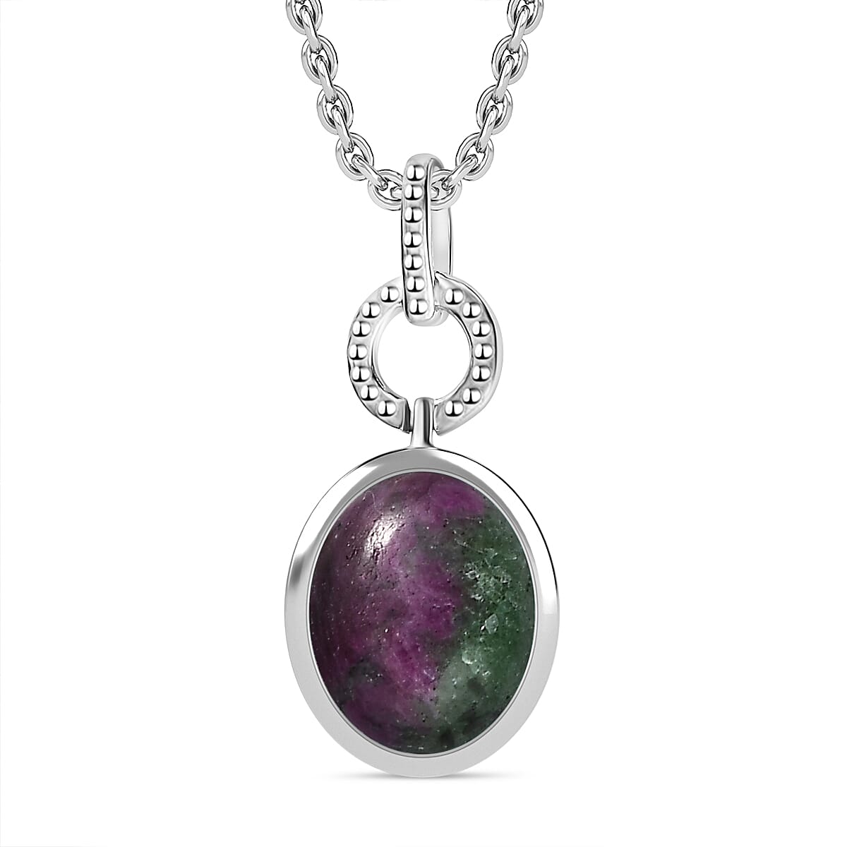 Ruby Zoisite Pendant with Chain (Size 20) in Platinum Overlay Sterling Silver 2.50 Ct. 4195448 0