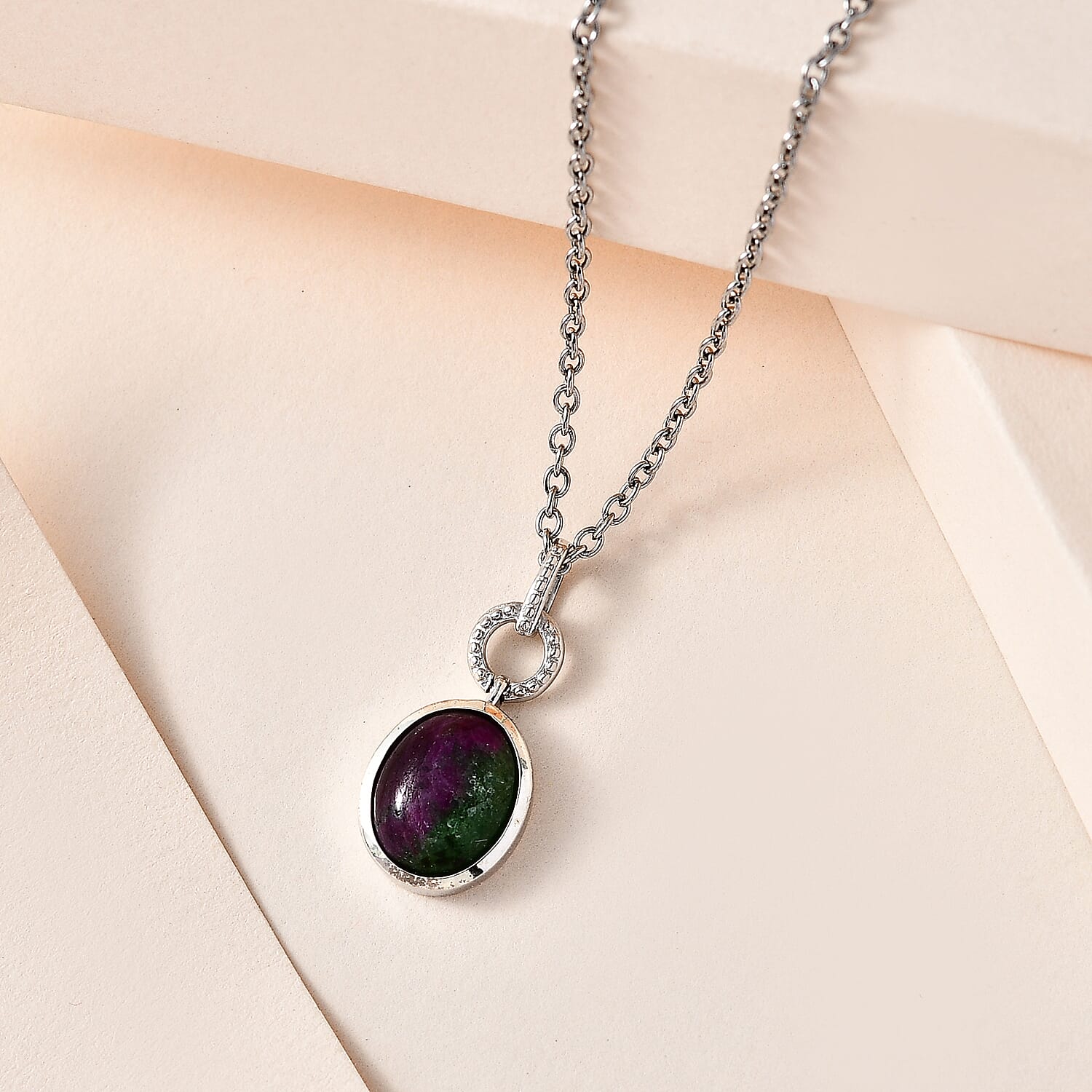 Ruby Zoisite Pendant with Chain (Size 20) in Platinum Overlay Sterling Silver 2.50 Ct. 4195448 3