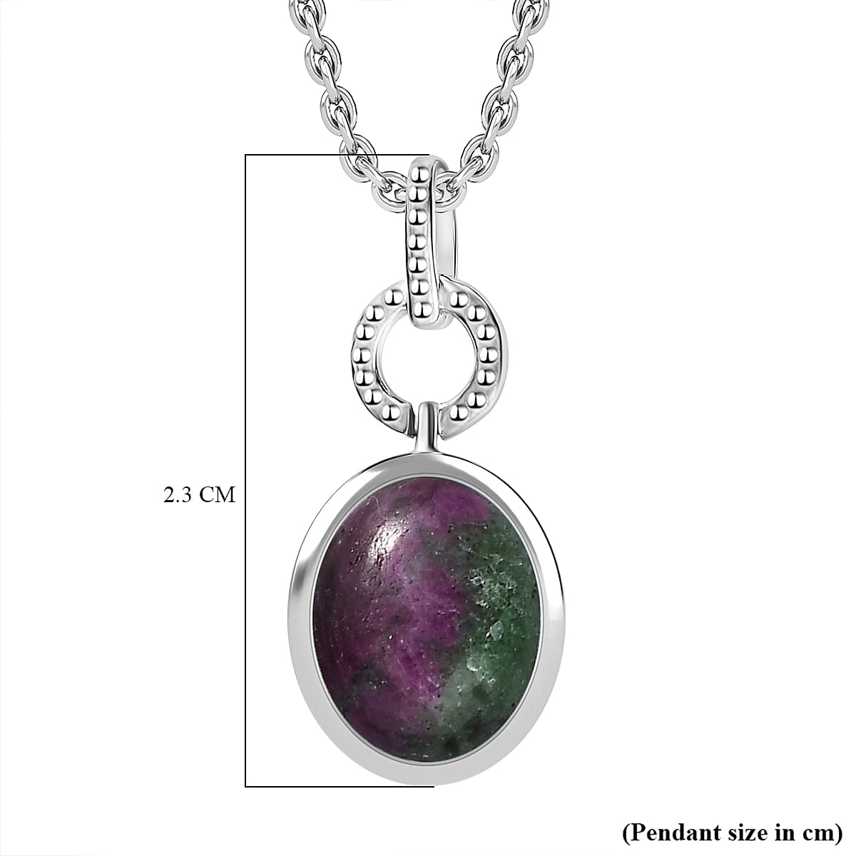 Ruby Zoisite Pendant with Chain (Size 20) in Platinum Overlay Sterling Silver 2.50 Ct. 4195448 6