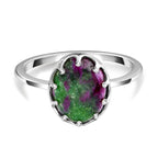 Ruby Zoisite Ring in Platinum Overlay Sterling Silver 3.88 Ct.
