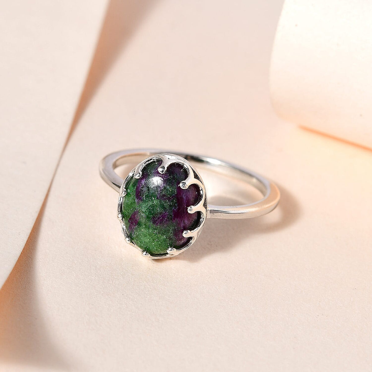 Ruby Zoisite Ring in Platinum Overlay Sterling Silver 3.88 Ct. V32738593 1