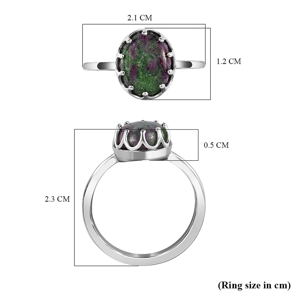 Ruby Zoisite Ring in Platinum Overlay Sterling Silver 3.88 Ct.