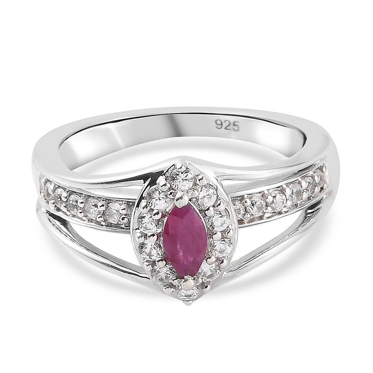 Ruby and Natural Cambodian Zircon Ring in Platinum Overlay Sterling Silver 3858960 0