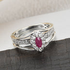 Ruby and Natural Cambodian Zircon Ring in Platinum Overlay Sterling Silver