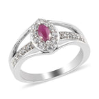 Ruby and Natural Cambodian Zircon Ring in Platinum Overlay Sterling Silver