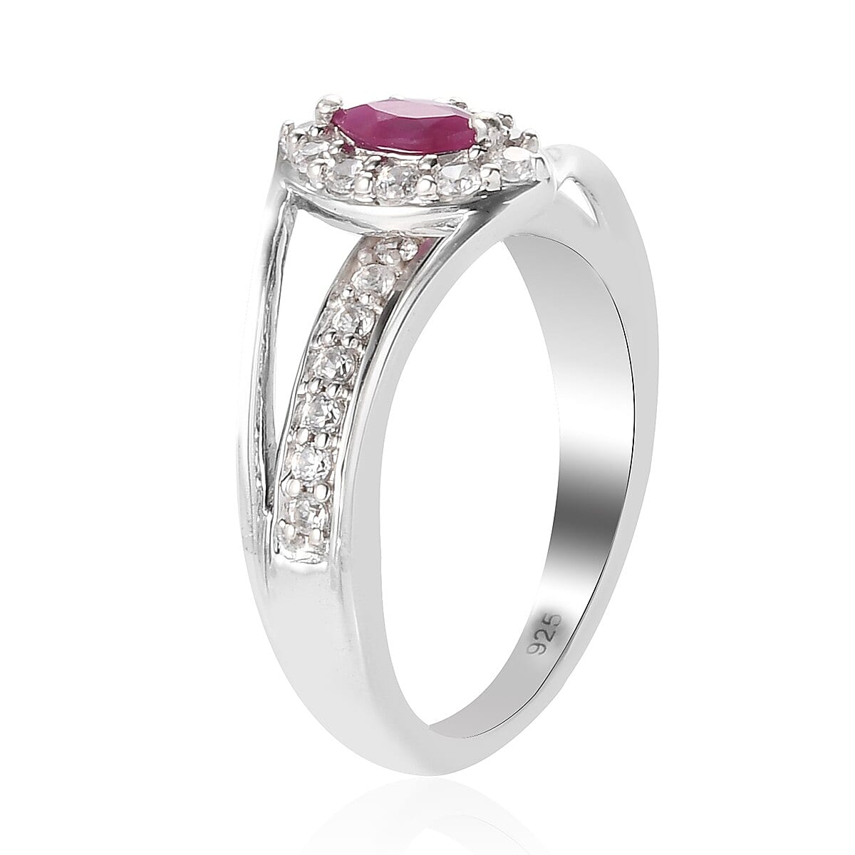 Ruby and Natural Cambodian Zircon Ring in Platinum Overlay Sterling Silver 3858960 5