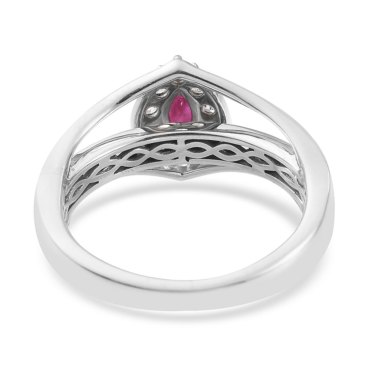 Ruby and Natural Cambodian Zircon Ring in Platinum Overlay Sterling Silver 3858960 6