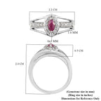 Ruby and Natural Cambodian Zircon Ring in Platinum Overlay Sterling Silver