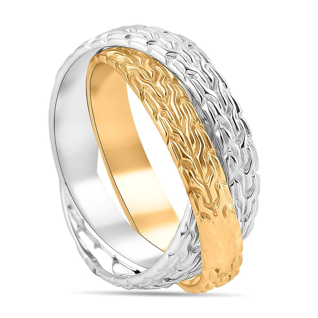 Royal Bali Collection - Dual Tone Sterling Silver Ring, Silver Wt. 7.20 Gms