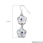 SAJEN SILVER Natures Joy Collection - Mother Of Pearl and Amethyst Floral Dangling Earrings With Hook in Sterling Silver