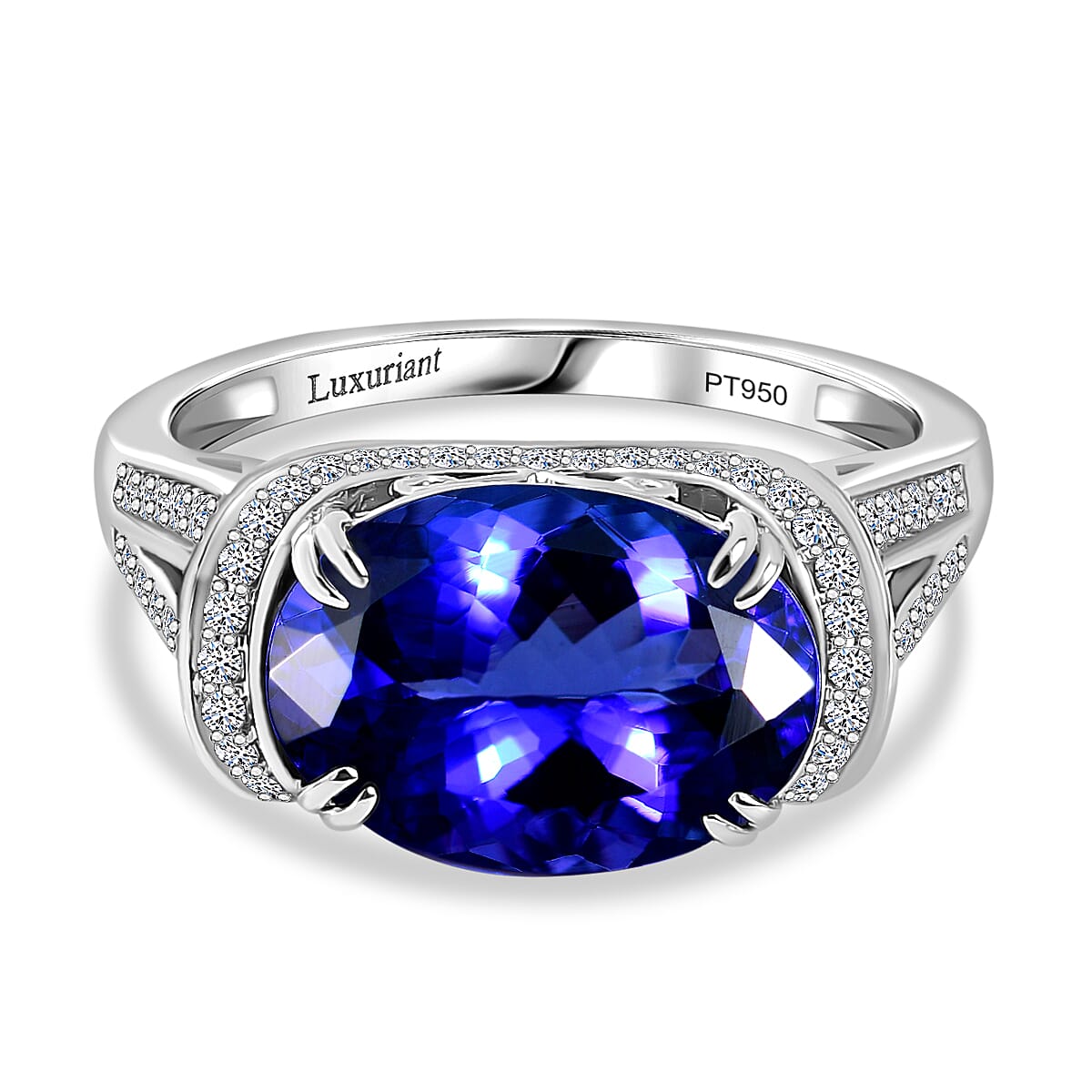 Luxuriant Diamond 7.18 Ct. AAAA Tanzanite, Lab Grown Diamond Solitaire Ring in 950 Platinum 8083360 0
