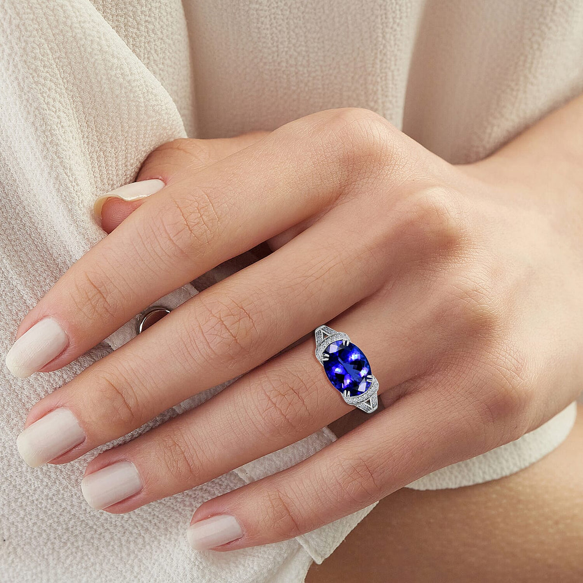Luxuriant Diamond 7.18 Ct. AAAA Tanzanite, Lab Grown Diamond Solitaire Ring in 950 Platinum 8083360 2