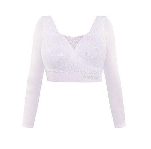SANKOM SWITZERLAND Patent Classic Bra with Full Lace Cover White Colour 3481345 0