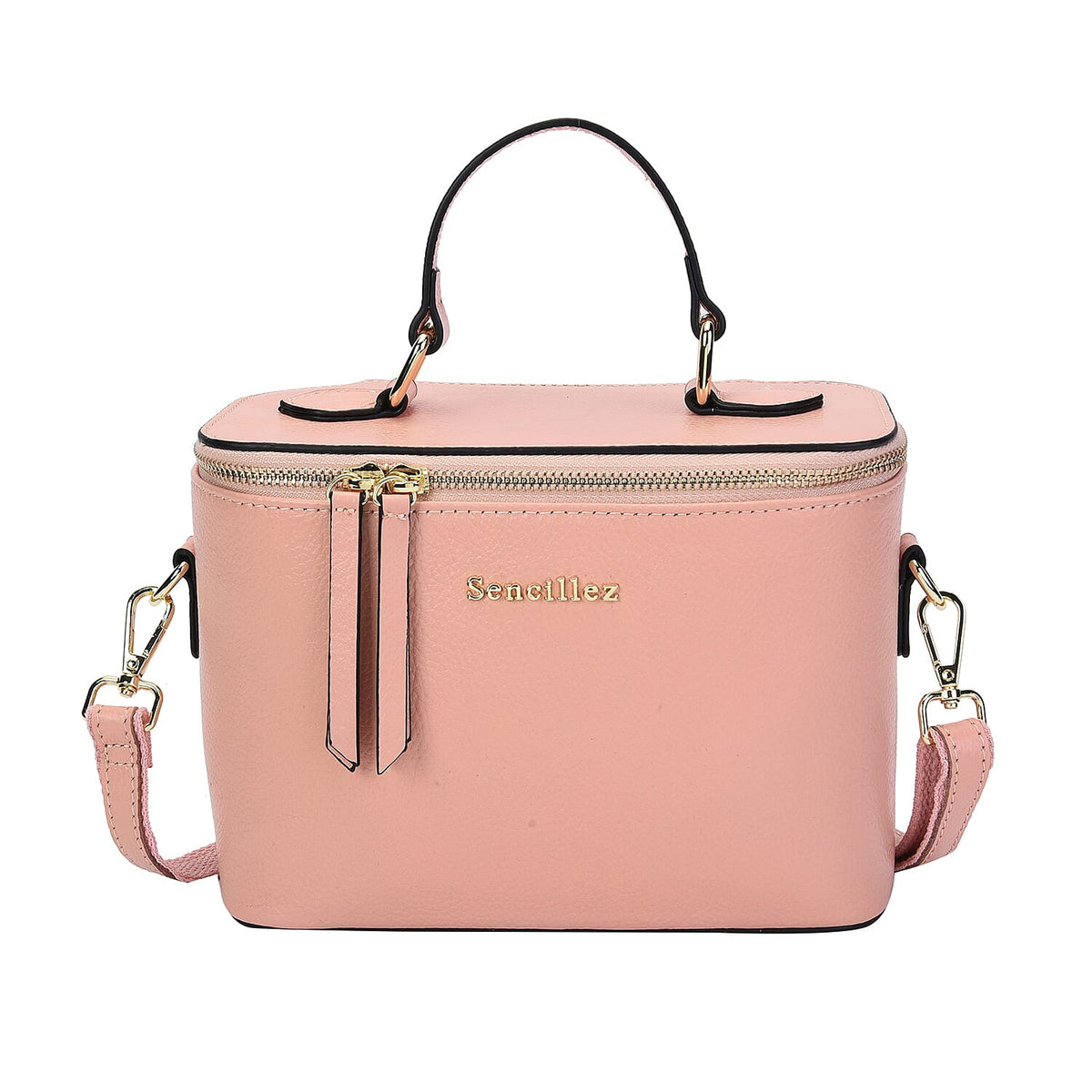 Sencillez 100% Genuine Leather Convertible Bag with Detachable Strap and Zipper Closure - Pink 6243118 0