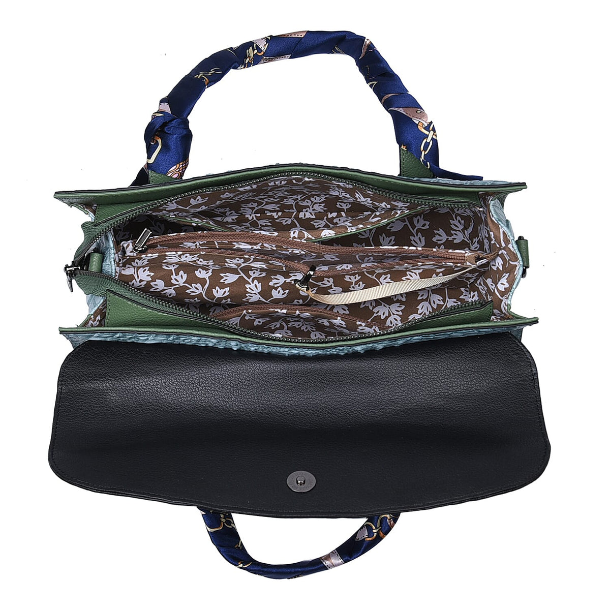 Sencillez 100% Genuine Leather Croc Embossed Pattern Convertible Bag with Shoulder Strap - Green 6305188 6