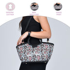 100% Genuine Leather Snake Print Convertible Bag with Long Strap - Black - Pink