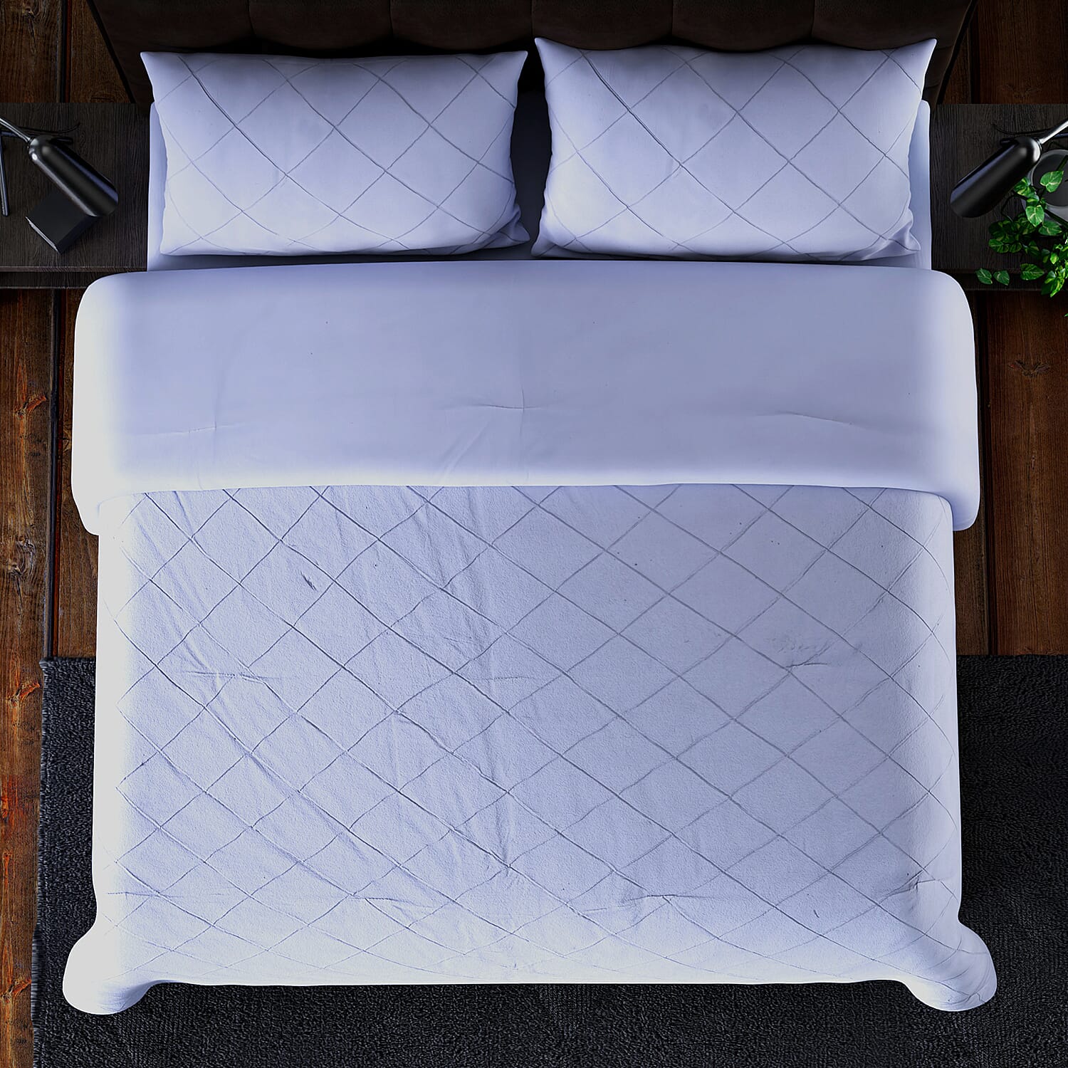 4 Piece Set Solid Microfibre 1 Flat Sheet,1 Fitted Sheet and 2 Pillowcases - White 3844784 2