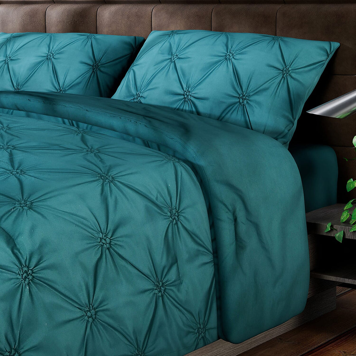 SERENITY NIGHT - 4 Piece Set Solid Microfibre 1 Flat Sheet,1 Fitted Sheet and 2 Pillowcases - Teal 3851252 2