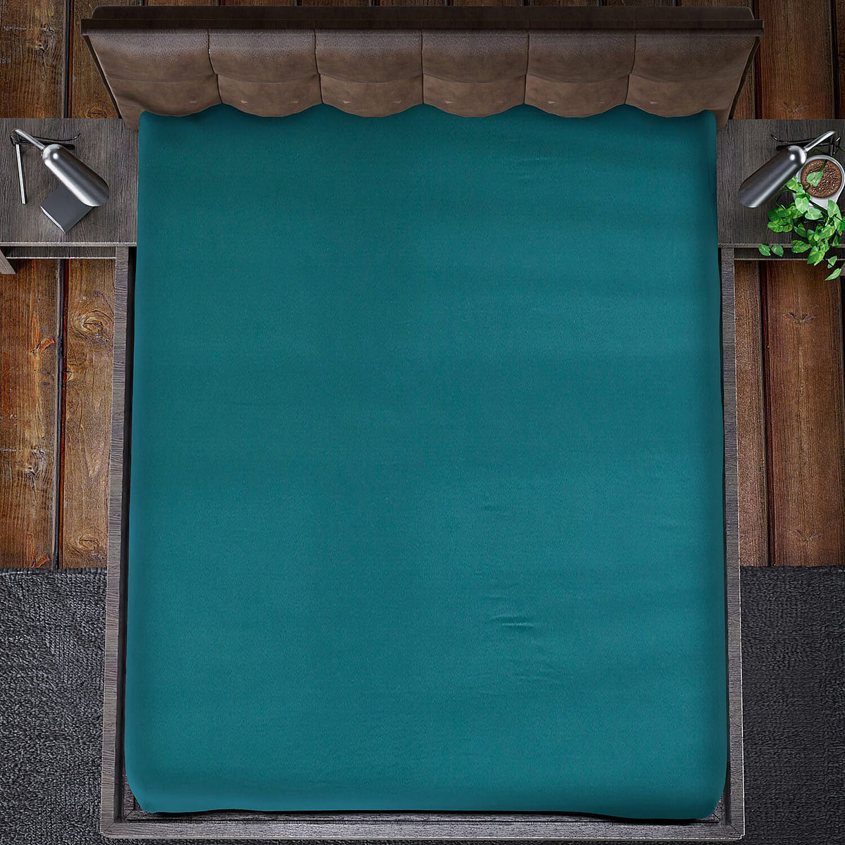 SERENITY NIGHT - 4 Piece Set Solid Microfibre 1 Flat Sheet,1 Fitted Sheet and 2 Pillowcases - Teal 3851252 4
