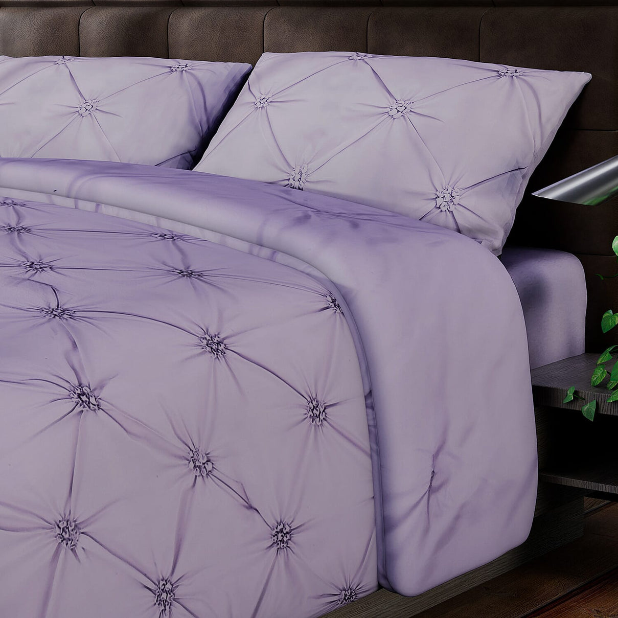 4 Piece Set Solid Microfibre 1 Flat Sheet, 1 Fitted Sheet and 2 Pillowcases - Lavender 3851234 2