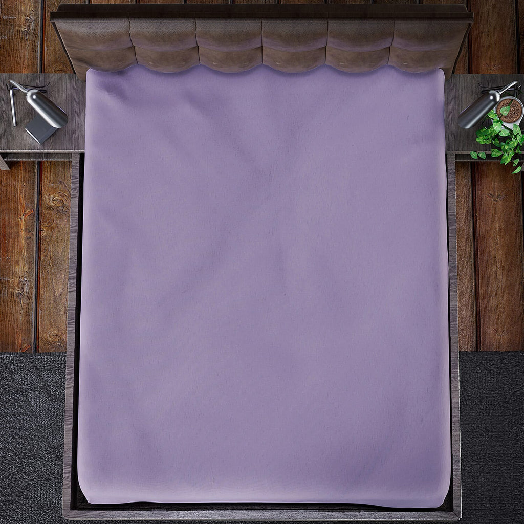 4 Piece Set Solid Microfibre  1 Comforter  (225x220 Cm),1 Fitted Sheet (150x200 Cm) and 2 Pillowcases (50x70 Cm) - Lavender