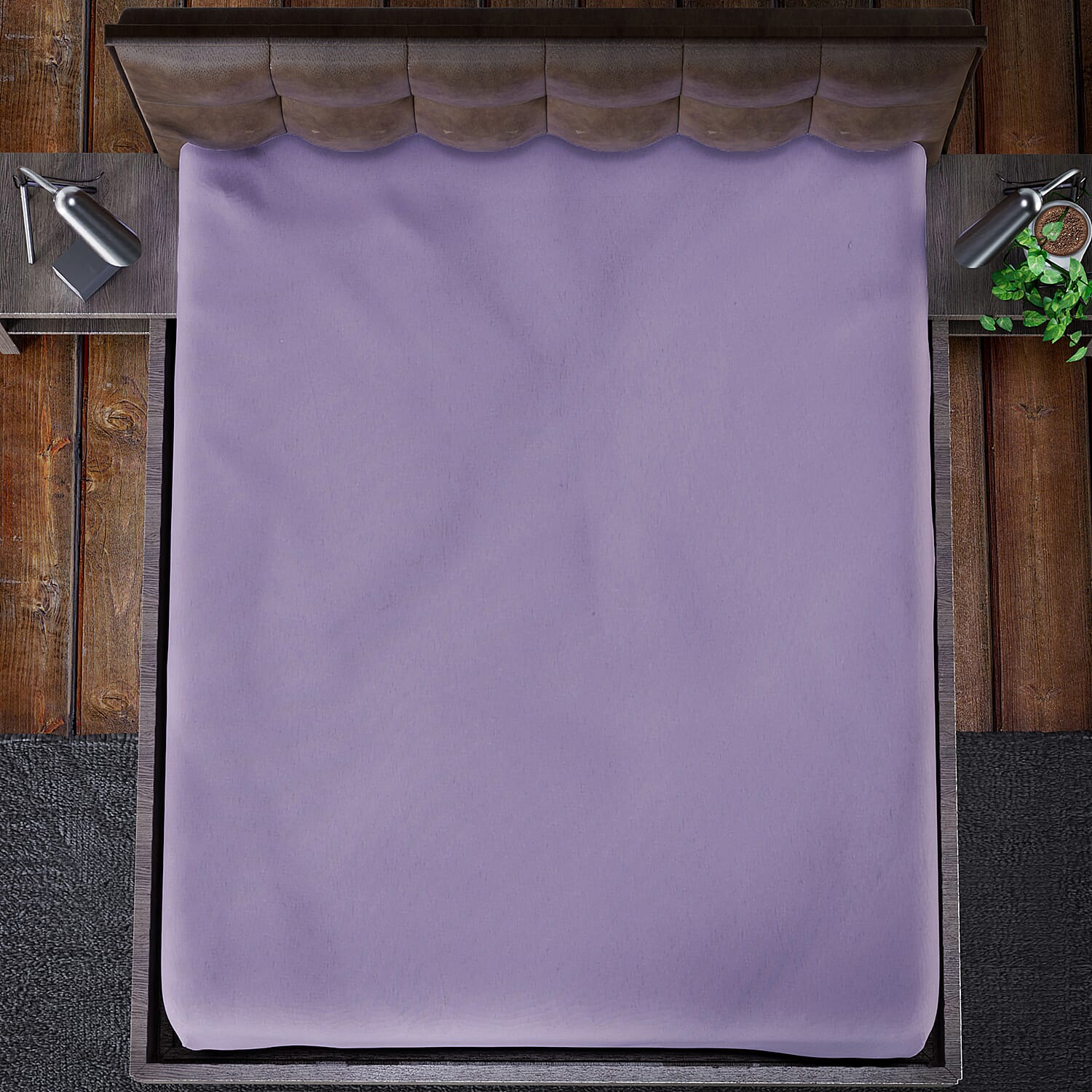 4 Piece Set Solid Microfibre 1 Flat Sheet, 1 Fitted Sheet and 2 Pillowcases - Lavender 3851234 4