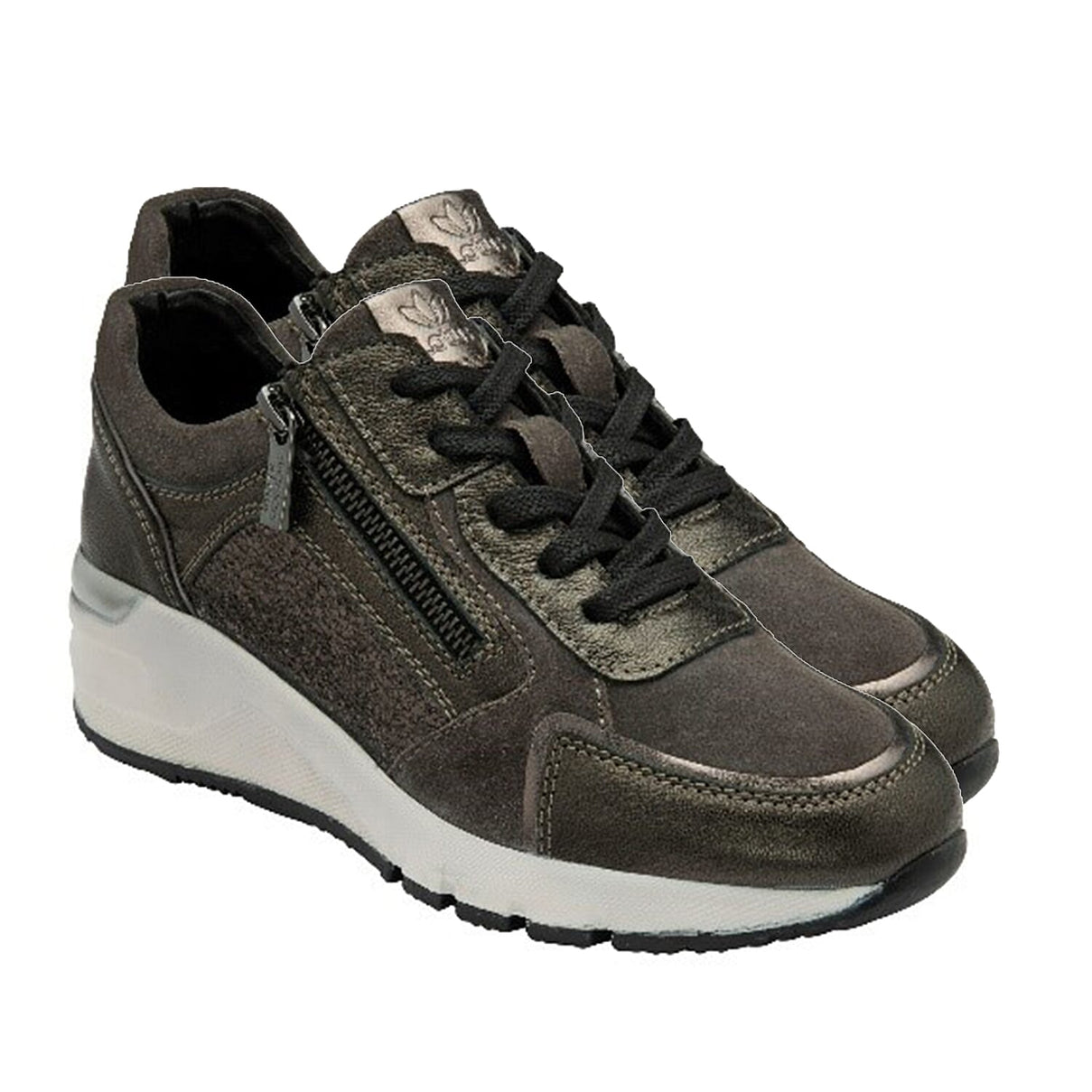 SOLACE Leather Lace-Up Casual Trainers - Gunmetal 7726352 0