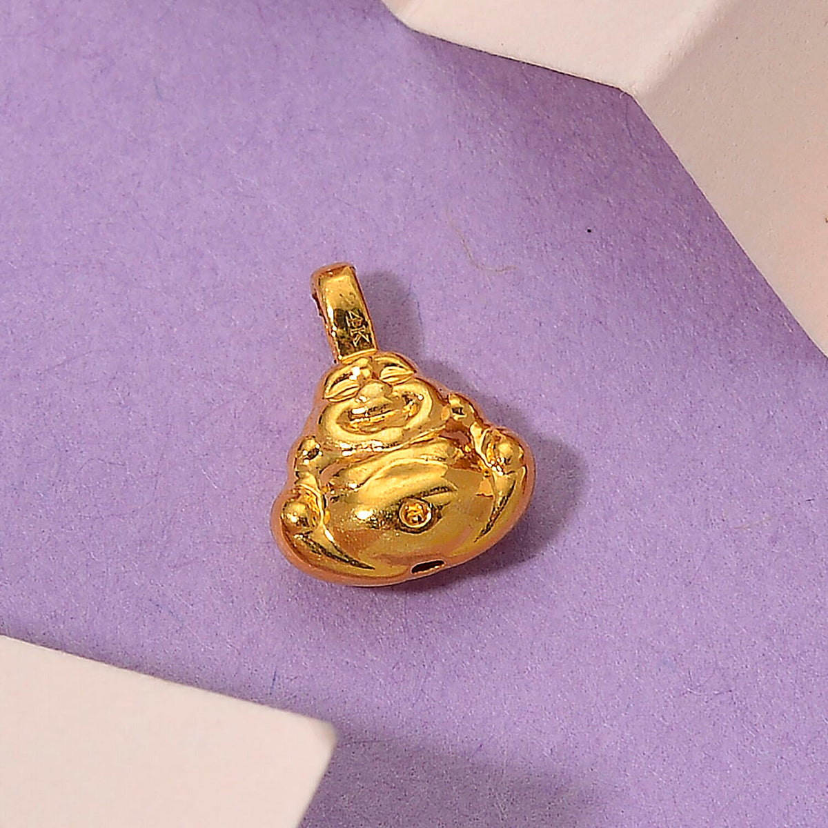 24K Yellow Gold Feng Shui Laughing Buddha Pendant 8198649 1