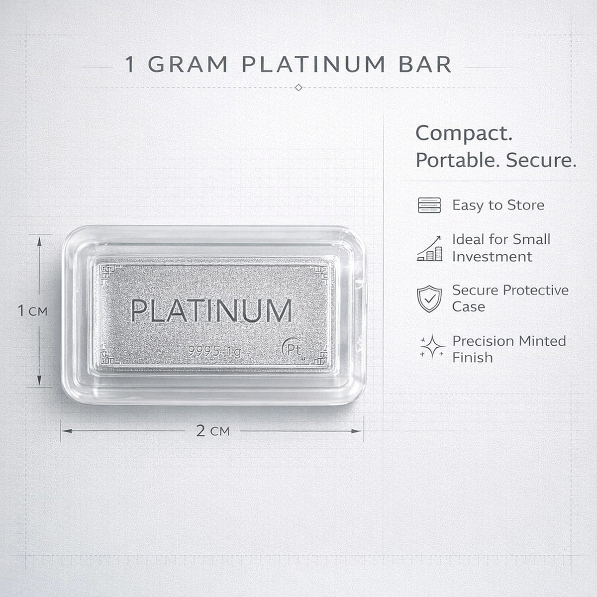 SPECIAL OFFER - 999 Platinum (99.9% Platinum Purity) Bar Wt. 1gm 7573952 4