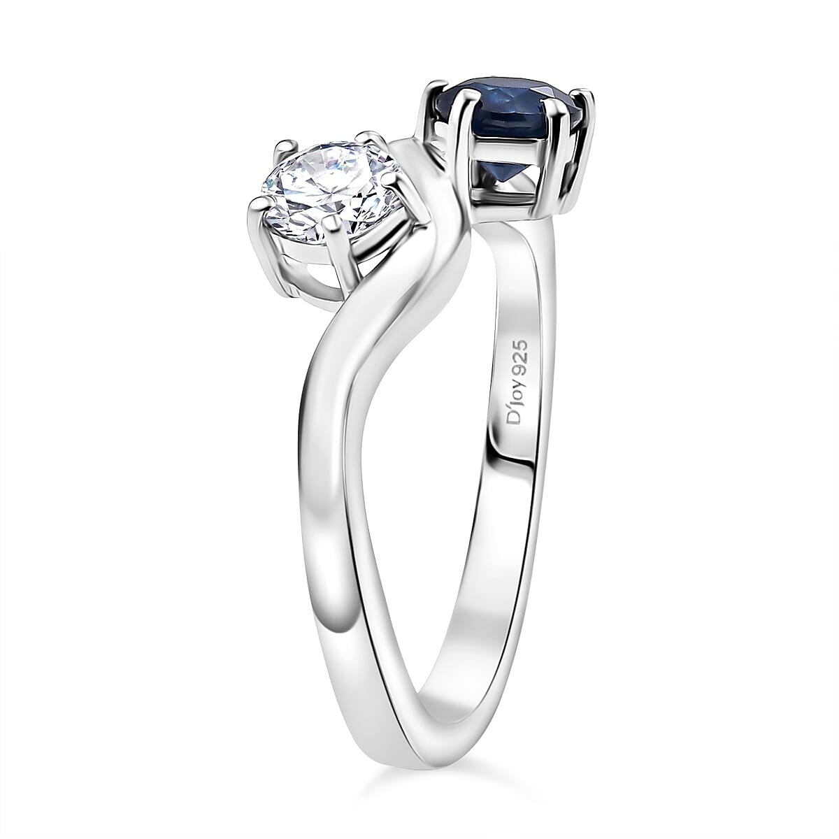 SPECIAL ORDER White Sapphire &amp; Blue Sapphire Ring in Rhodium Overlay Sterling Silver 1.45 Ct. 8242814 3