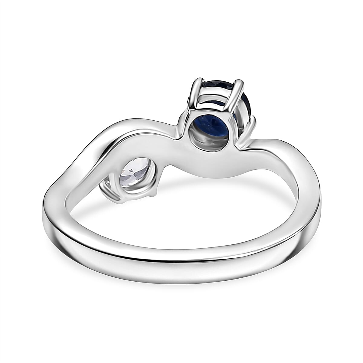 SPECIAL ORDER White Sapphire &amp; Blue Sapphire Ring in Rhodium Overlay Sterling Silver 1.45 Ct. 8242814 4
