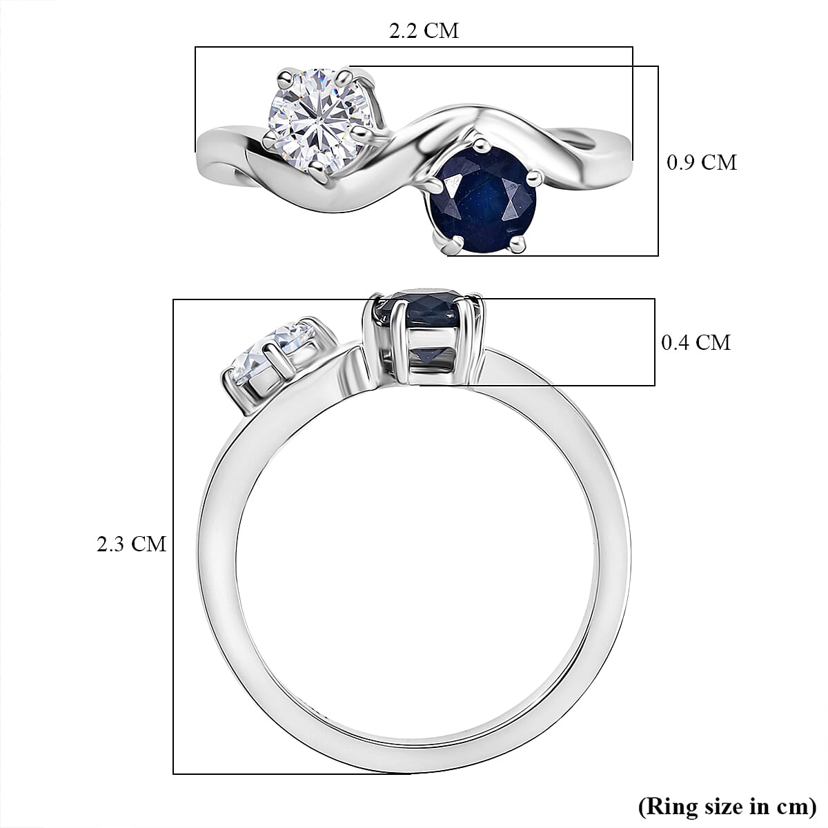 SPECIAL ORDER White Sapphire &amp; Blue Sapphire Ring in Rhodium Overlay Sterling Silver 1.45 Ct. 8242814 5