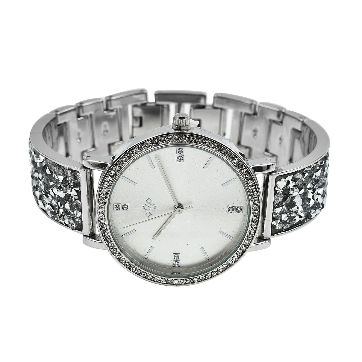 SPIRIT Ladies Rock Crystal Bangle Watch with Silver Sunray Dial 7574044 2