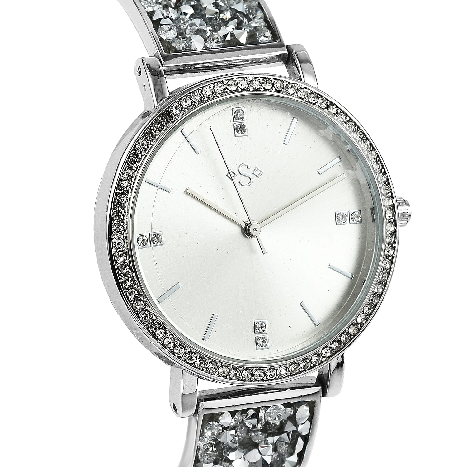 SPIRIT Ladies Rock Crystal Bangle Watch with Silver Sunray Dial 7574044 3