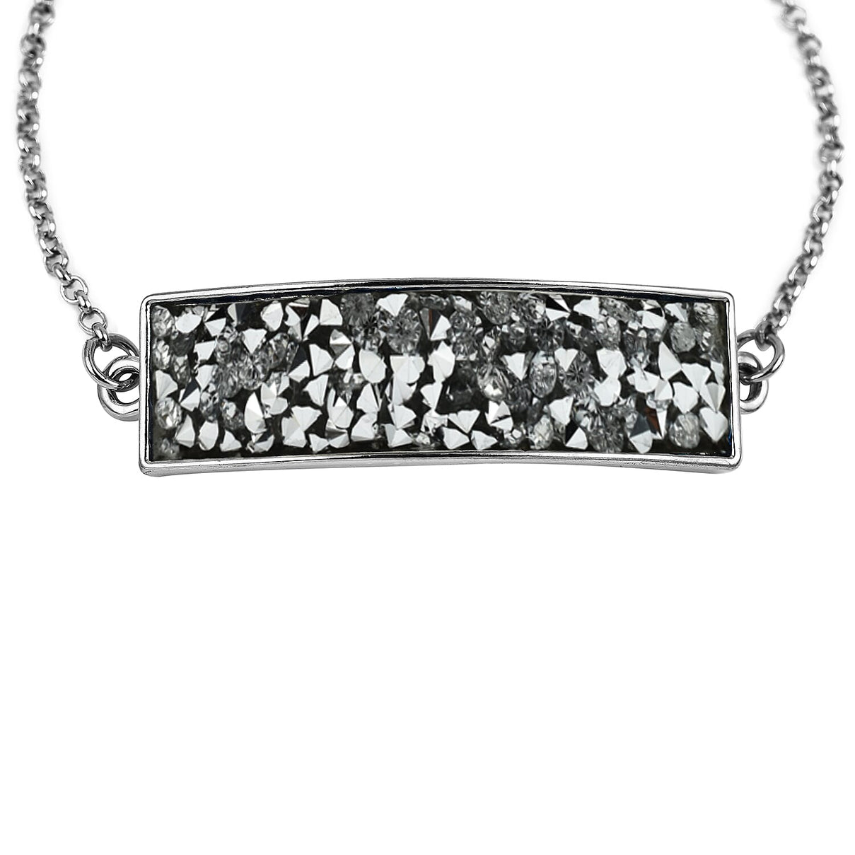 SPIRIT Ladies Rock Crystal Bangle Watch with Silver Sunray Dial 7574044 7