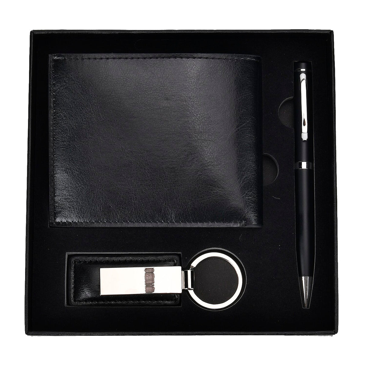 3 Piece Set of Gift Boxes For Men (Ballpoint Pen - Keychain - Wallet) - Black 7617067 8