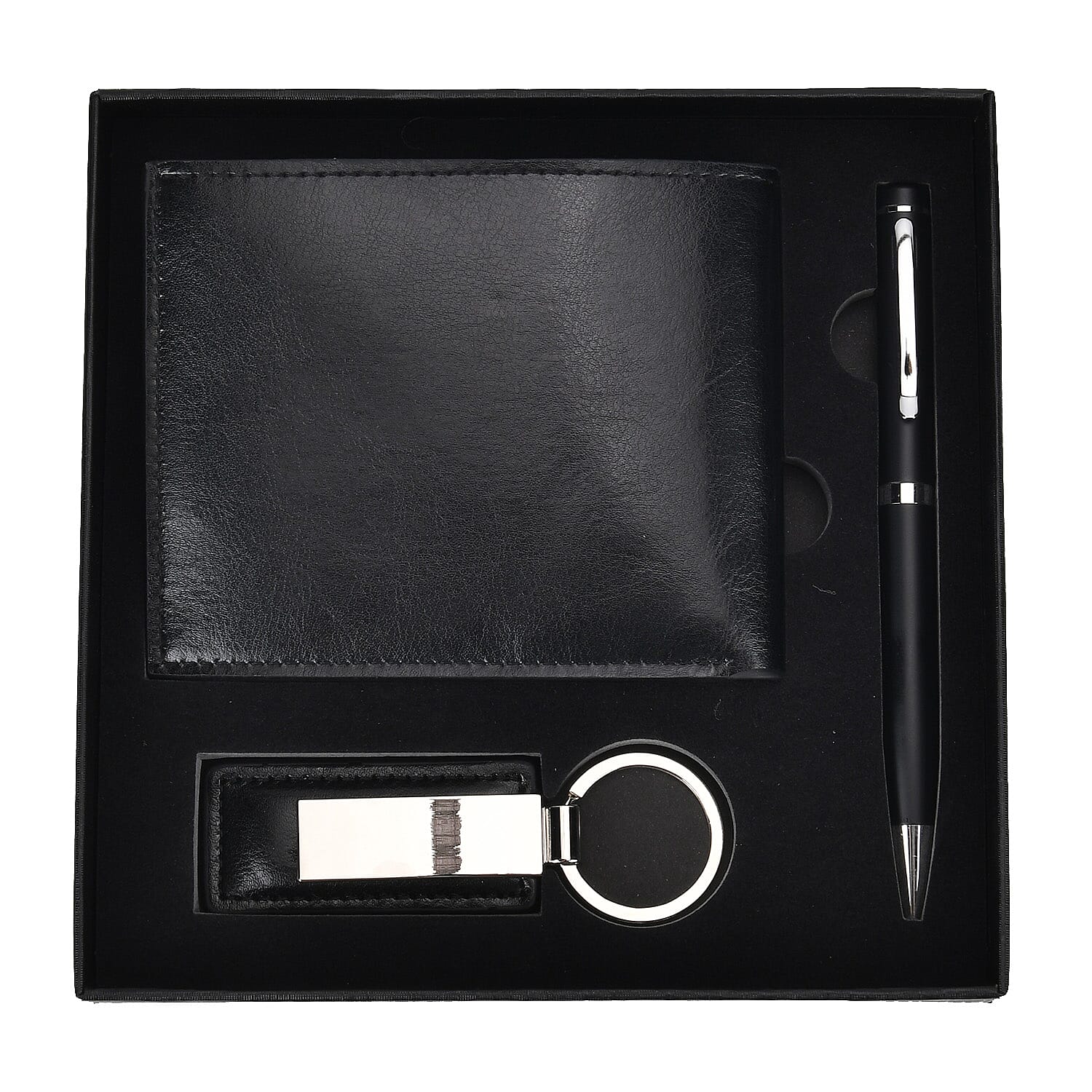 3 Piece Set of Gift Boxes For Men (Ballpoint Pen - Keychain - Wallet) - Black 7617067 8