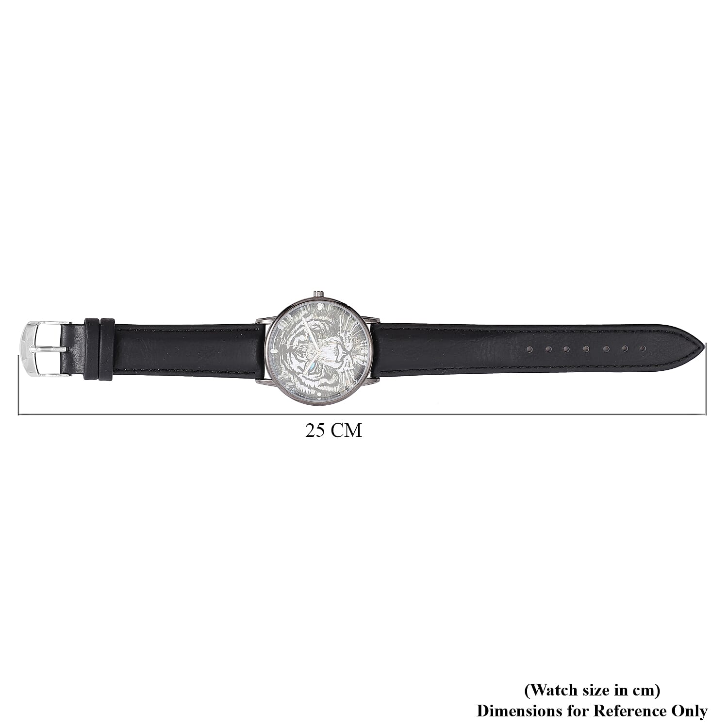 STRADA Japanese Movement 3D Tiger Head Dial Watch with Black Colour Strap 6712696 6