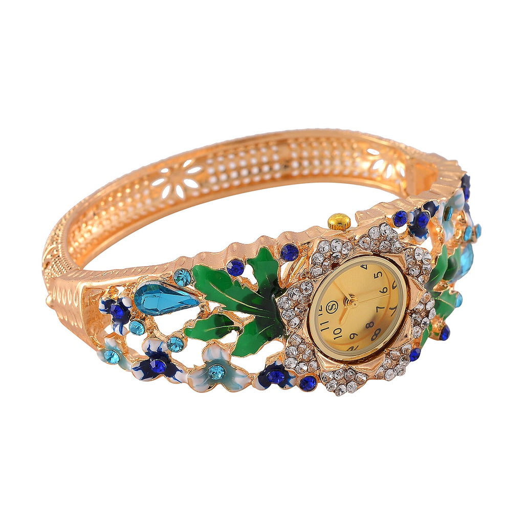 Strada Multi Colour Enameled Crystal Watch - Blue