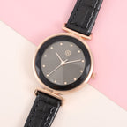 STRADA Japanese Movement Black Dial Water Resistant Watch with Black Colour Strap