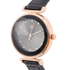 STRADA Japanese Movement Black Dial Water Resistant Watch with Black Colour Strap