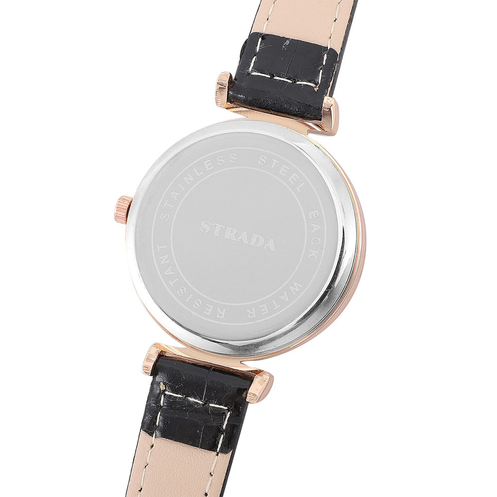 STRADA Japanese Movement Black Dial Water Resistant Watch with Black Colour Strap