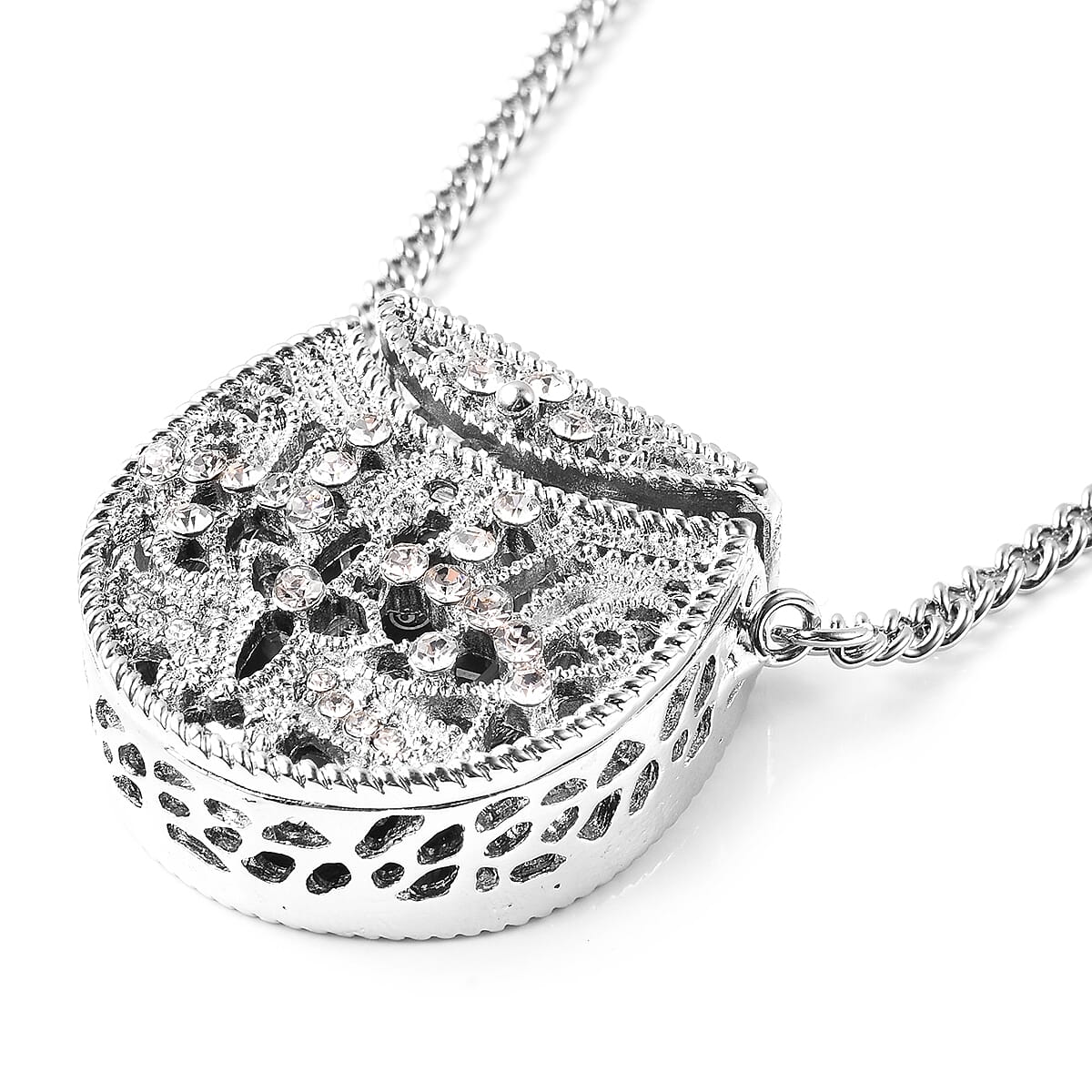 STRADA Japanese Movement Crystal Studded Hollow Bag Locket Watch 6029202 1