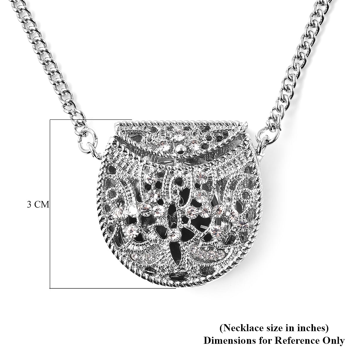 STRADA Japanese Movement Crystal Studded Hollow Bag Locket Watch 6029202 5