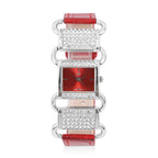 STRADA Japanese Movement Red Dial Crystal Studded Water Resistant Watch with Red Colour Strap