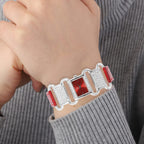 STRADA Japanese Movement Red Dial Crystal Studded Water Resistant Watch with Red Colour Strap